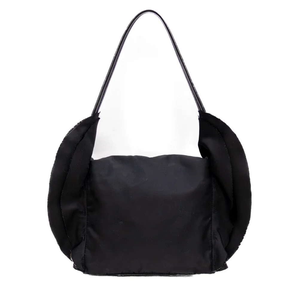Authentic Women's Prada‎ Tessuto Black Nylon Ruffle Shoulder Bag